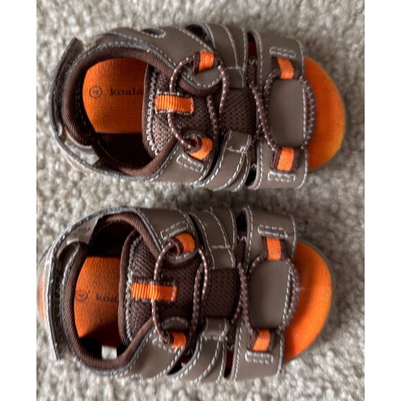 Koala Kids Sandals Toddler Boy Size 4 Brown Orange Hook & Loop - Picture 3 of 8